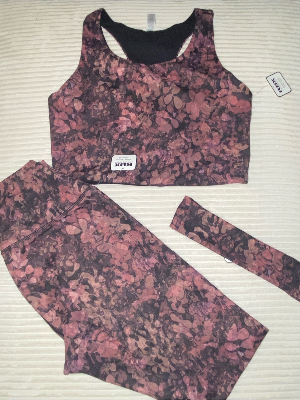 RBX Pink & Black Marble-Print Active Set